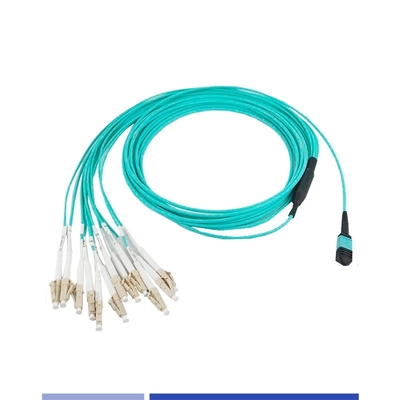 خرید 12 فیبر OM3 MTP® به LC سیمپلکس فیبر نوری کابل اصلی زنانه LSZH سیم پیچ 1m تولید آنلاین