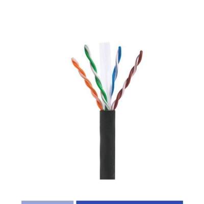 خرید UTP درب بیرونی Cat6 کابل 23AWG مس جامد 4 جفت کت PE سیاه 305Mtr تولید آنلاین