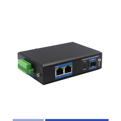 خرید کنورتر رسانه فیبر صنعتی 10/100/1000M 1 SFP با 2 پورت RJ45 Single Mode SMF Duplex 1310nm 20KM تولید آنلاین