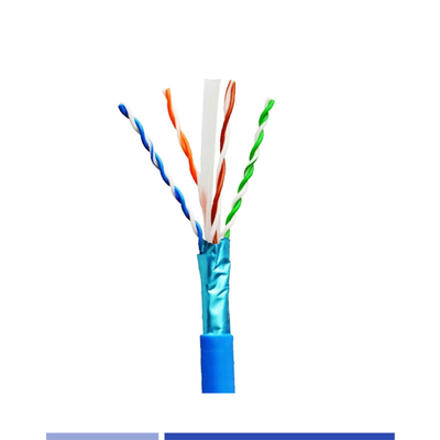 F/UTP 23AWG Cat6 کابل مس جامد 4 جفت PVC ژاکت آبی 305Mtr